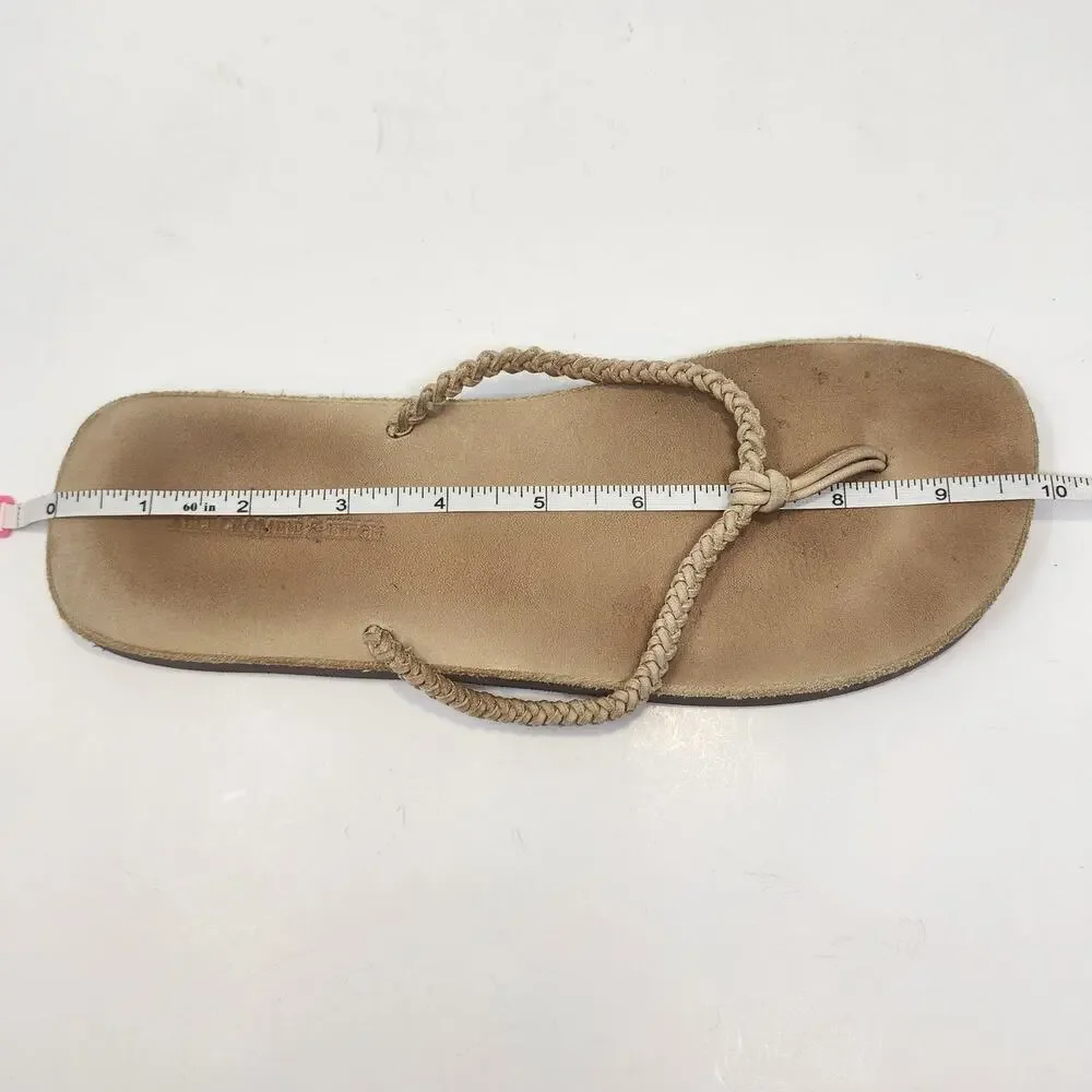 Abercrombie and Fitch Tan Braided Leather Thong Sandal Women Size 10 Flats Y2K